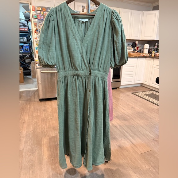 Elegant Olive Green Women's Dress - Picture 3 of 11